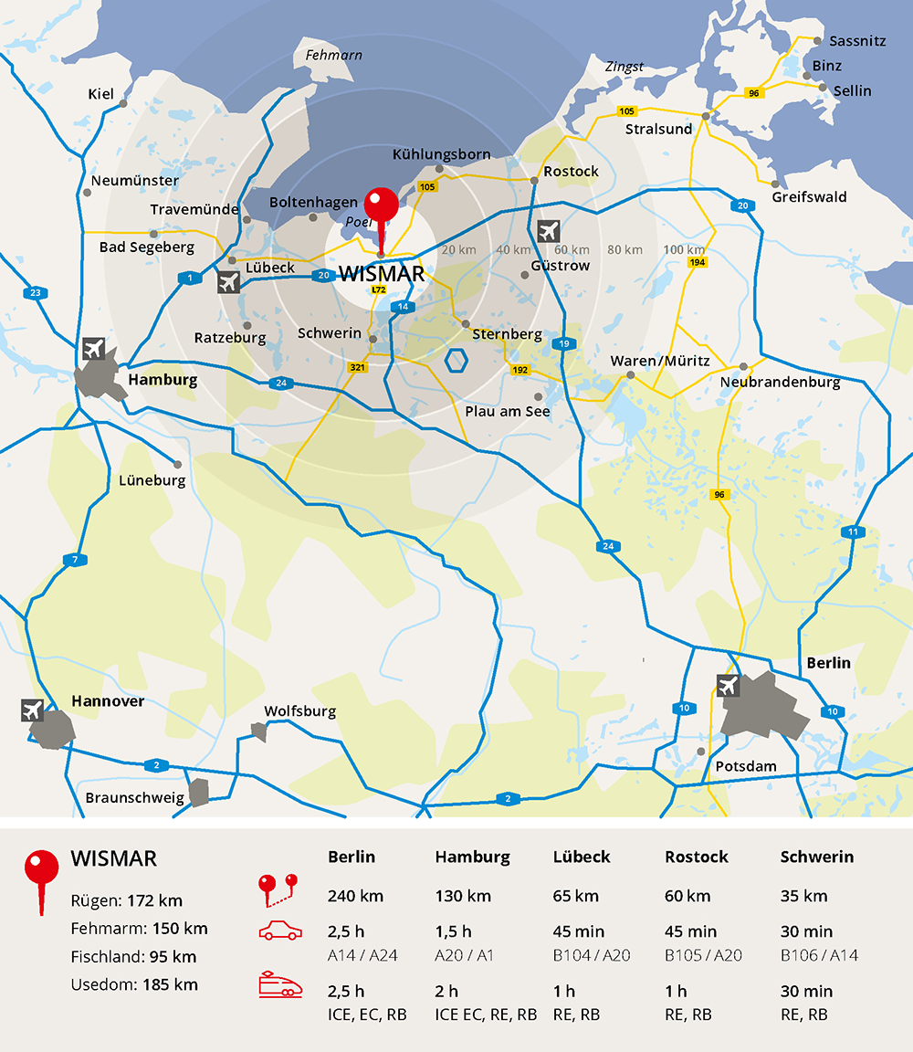 Landkarte Mecklenburg-Vorpommern Umgebung Wismar